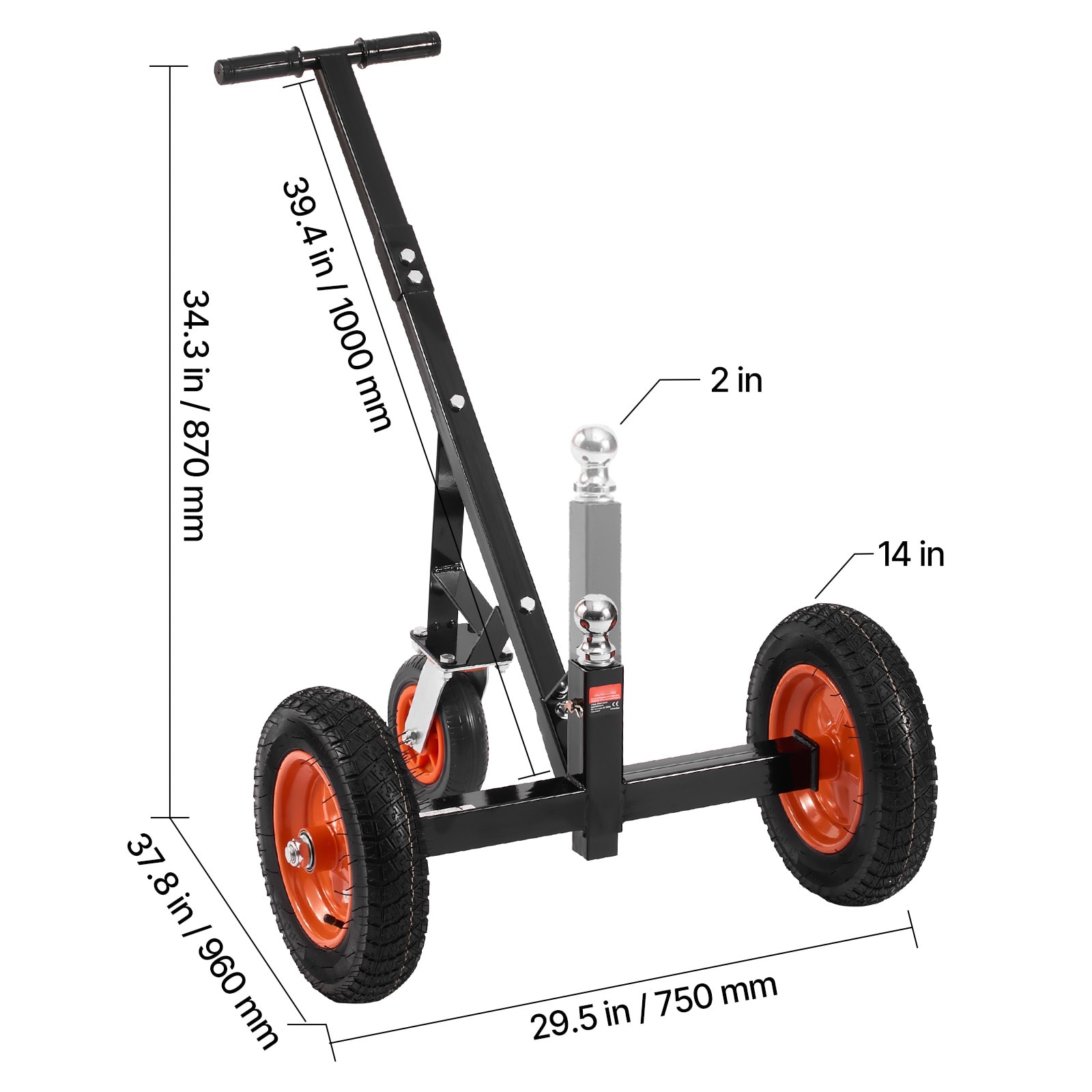 Trailer Dolly With Adjustable Height Ball And Large Pneumatic Tires_voghion.com